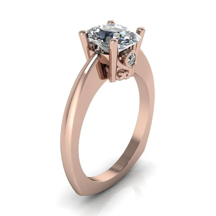 Fire Brilliance Rings Nessie Oval Center Stone 4 Prong Basket Setting Euro Shank Ring