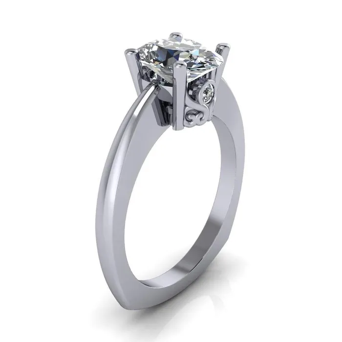 Fire Brilliance Rings Nessie Oval Center Stone 4 Prong Basket Setting Euro Shank Ring