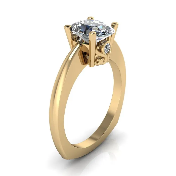 Fire Brilliance Rings Nessie Oval Center Stone 4 Prong Basket Setting Euro Shank Ring