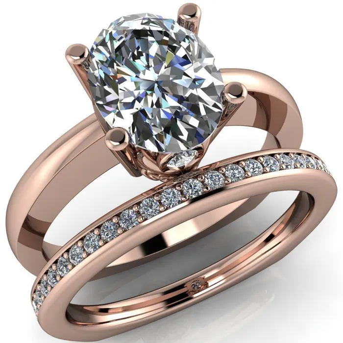 Fire Brilliance Rings Nessie Oval Center Stone 4 Prong Basket Setting Euro Shank Ring