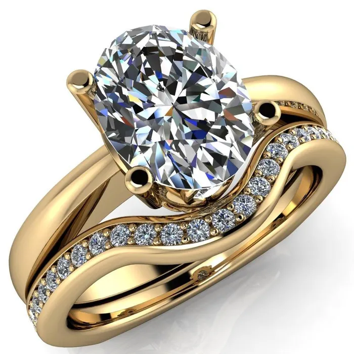 Fire Brilliance Rings Nessie Oval Center Stone 4 Prong Basket Setting Euro Shank Ring
