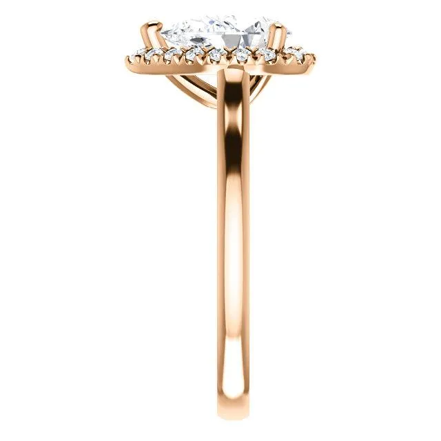 Fire Brilliance Rings Pear Moissanite Diamond Accent Ice Halo FrenchSet Ring