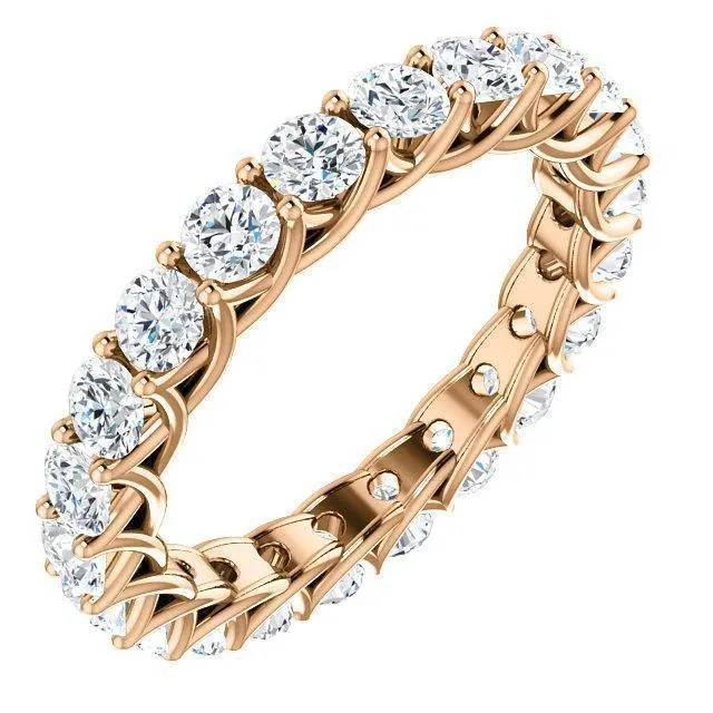 Fire Brilliance Rings PRESTINE FULL ETERNITY 4 PRONGS 3MM MOISSANITE ROUND CUT ENGAGEMENT OR ANNIVERSARY RING 18K Rose Gold Fire Brilliance Rings PRESTINE FULL ETERNITY 4 PRONGS 3MM MOISSANITE ROUND CUT ENGAGEMENT OR ANNIVERSARY RING 18K Rose Gold