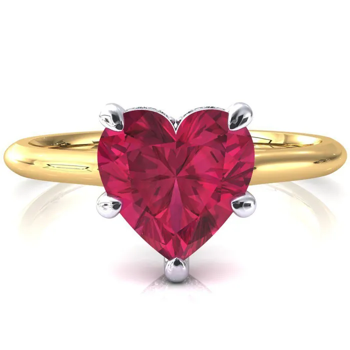 Fire Brilliance Rings Secret Heart Ruby 5 Prong Floating Halo Engagement Ring Fire Brilliance Rings Secret Heart Ruby 5 Prong Floating Halo Engagement Ring