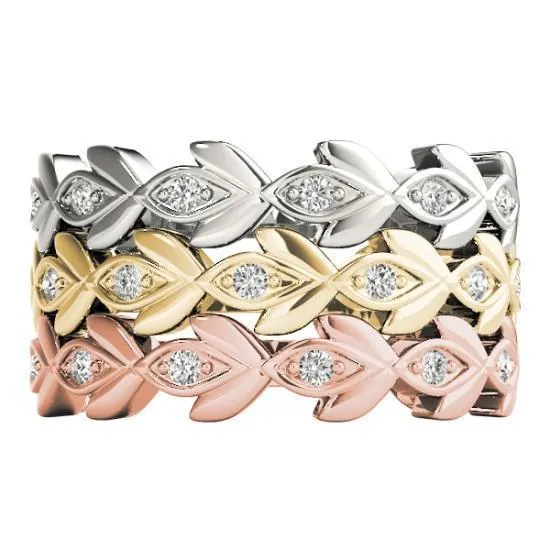 Fire Brilliance Rings Stackables 34 Eternity TriTone Gold Tulip 3Band Set Selectables Fire Brilliance Rings Stackables 34 Eternity TriTone Gold Tulip 3Band Set Selectables