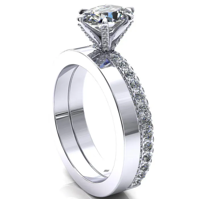 Fire Brilliance Rings Vanessa Oval Center Stone 6 Claw Prongs 34 Pav Eternity Engagement Ring