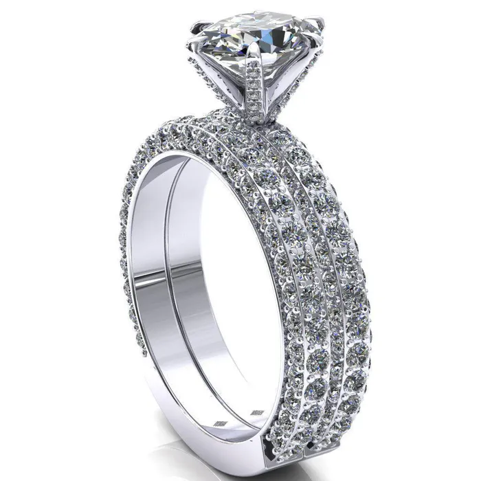 Fire Brilliance Rings Vanessa Oval Center Stone 6 Claw Prongs 34 Pav Eternity Engagement Ring