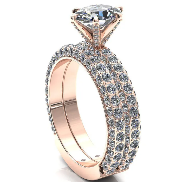 Fire Brilliance Rings Vanessa Oval Center Stone 6 Claw Prongs 34 Pav Eternity Engagement Ring