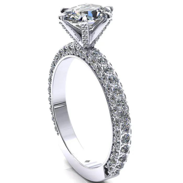 Fire Brilliance Rings Vanessa Oval Center Stone 6 Claw Prongs 34 Pav Eternity Engagement Ring