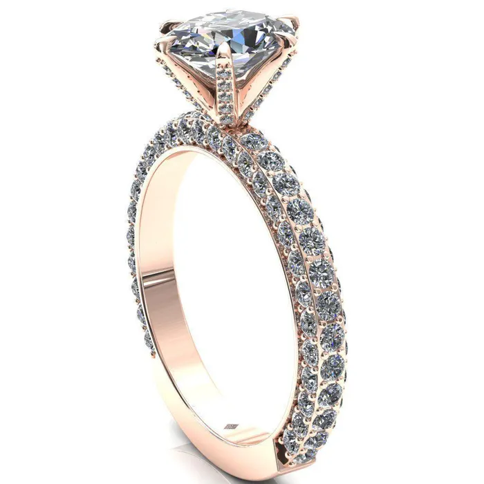 Fire Brilliance Rings Vanessa Oval Center Stone 6 Claw Prongs 34 Pav Eternity Engagement Ring