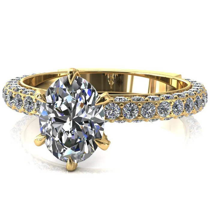 Fire Brilliance Rings Vanessa Oval Center Stone 6 Claw Prongs 34 Pav Eternity Engagement Ring