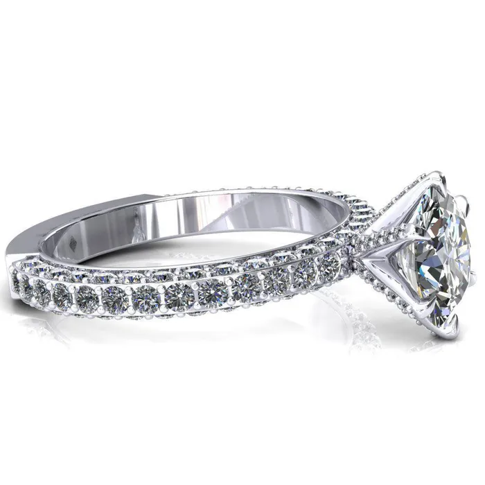 Fire Brilliance Rings Vanessa Oval Center Stone 6 Claw Prongs 34 Pav Eternity Engagement Ring
