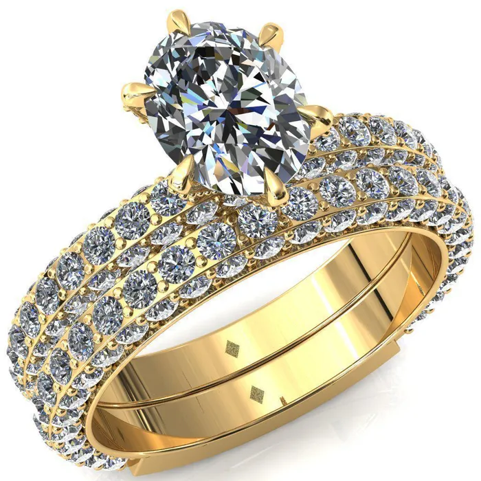 Fire Brilliance Rings Vanessa Oval Center Stone 6 Claw Prongs 34 Pav Eternity Engagement Ring