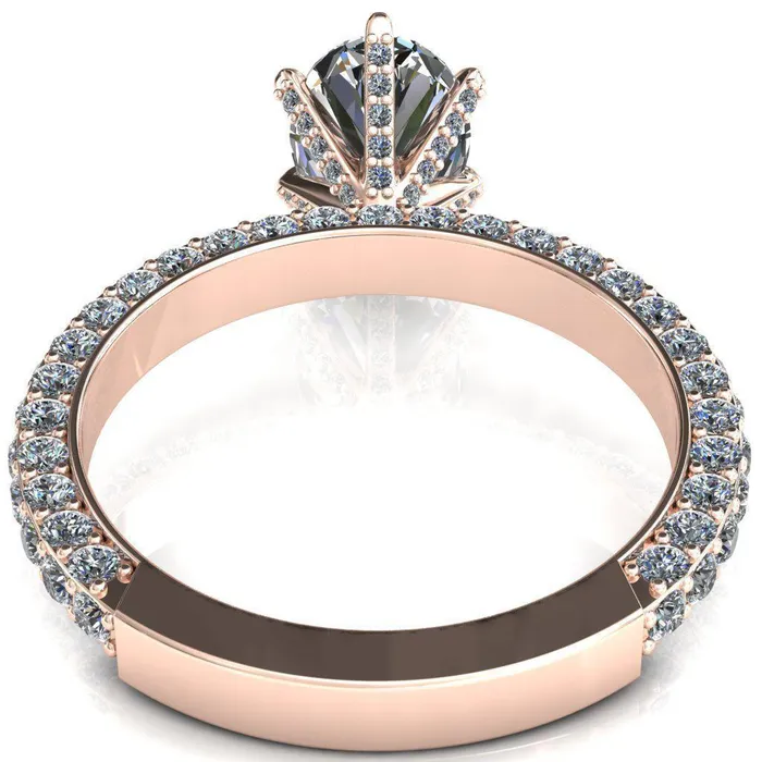 Fire Brilliance Rings Vanessa Oval Center Stone 6 Claw Prongs 34 Pav Eternity Engagement Ring