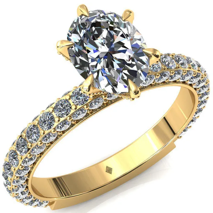 Fire Brilliance Rings Vanessa Oval Center Stone 6 Claw Prongs 34 Pav Eternity Engagement Ring