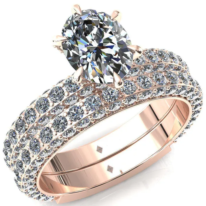 Fire Brilliance Rings Vanessa Oval Center Stone 6 Claw Prongs 34 Pav Eternity Engagement Ring