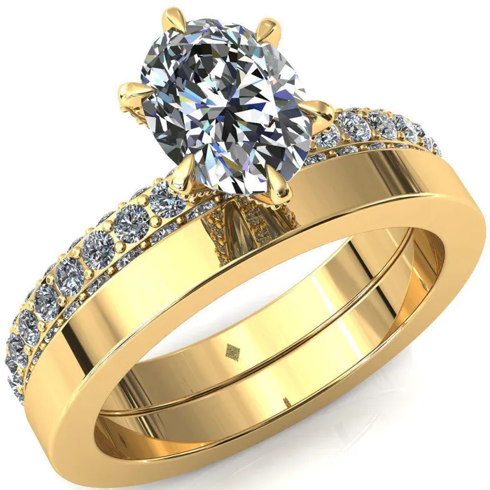 Fire Brilliance Rings Vanessa Oval Center Stone 6 Claw Prongs 34 Pav Eternity Engagement Ring