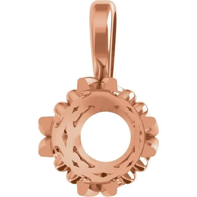 Fire Brilliance Round Moissanite 4 Double Prong Antique Scroll Pendant Necklaces