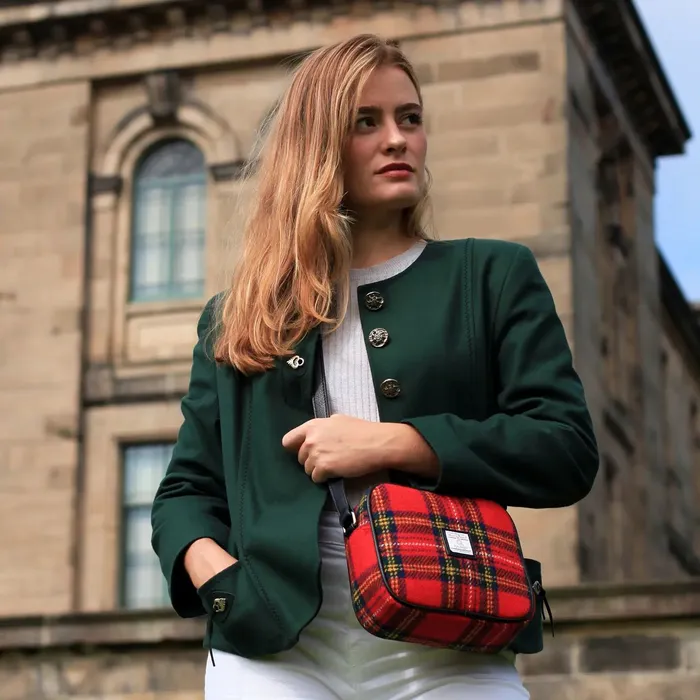 Glen Appin Earrings Harris Tweed Almond Mini Bag
