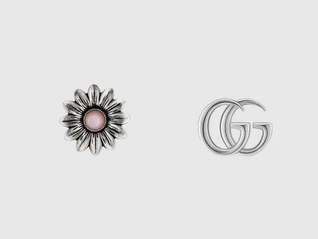 Gucci Earrings Double G Flower Stud Earrings with Pink Mother of Pearl