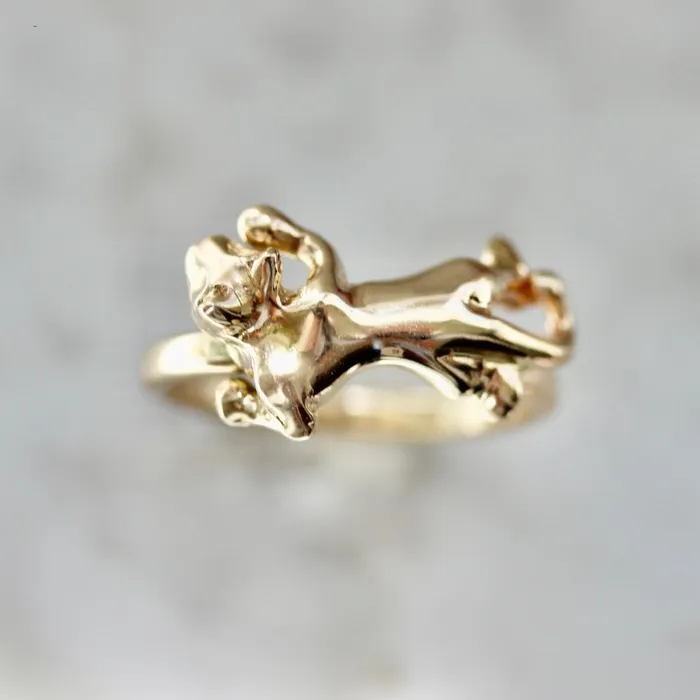 Hear Me Roar Carved Panther Ring Rokosz Rings