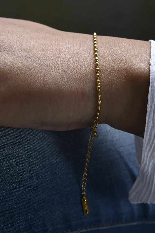 Jewelvers Bracelets 18K GoldFilled Oval Beaded Bracelet for Women Jewelvers Bracelets 18K GoldFilled Oval Beaded Bracelet for Women