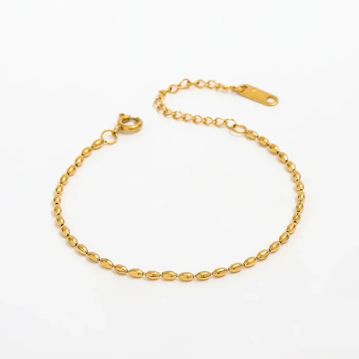 Jewelvers Bracelets 18K GoldFilled Oval Beaded Bracelet for Women Jewelvers Bracelets 18K GoldFilled Oval Beaded Bracelet for Women