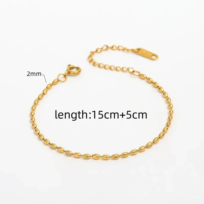 Jewelvers Bracelets 18K GoldFilled Oval Beaded Bracelet for Women Jewelvers Bracelets 18K GoldFilled Oval Beaded Bracelet for Women
