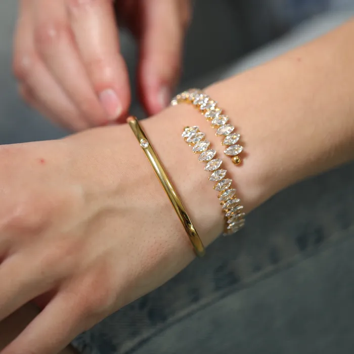 Jewelvers Bracelets 18k GoldFilled Zircon Baguette Bangle Jewelvers Bracelets 18k GoldFilled Zircon Baguette Bangle