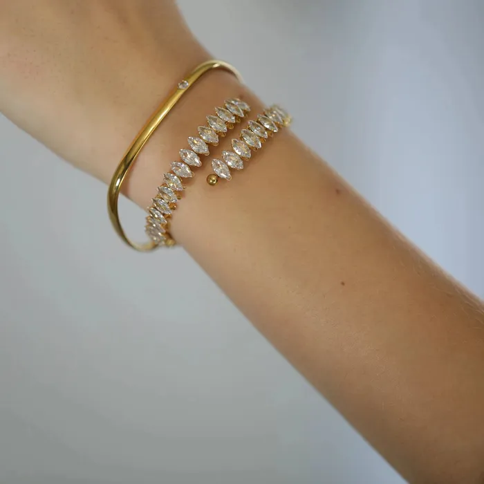 Jewelvers Bracelets 18k GoldFilled Zircon Baguette Bangle Jewelvers Bracelets 18k GoldFilled Zircon Baguette Bangle