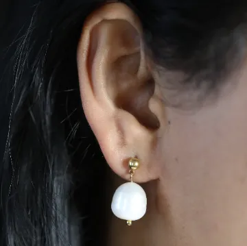 Jewelvers Earrings 14K Gold Chunky Drop Pearl Earring Large Statement Pearl Dangle Pearl Studs Jewelvers Earrings 14K Gold Chunky Drop Pearl Earring Large Statement Pearl Dangle Pearl Studs