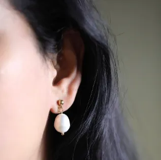 Jewelvers Earrings 14K Gold Chunky Drop Pearl Earring Large Statement Pearl Dangle Pearl Studs Jewelvers Earrings 14K Gold Chunky Drop Pearl Earring Large Statement Pearl Dangle Pearl Studs