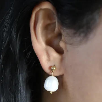 Jewelvers Earrings 14K Gold Chunky Drop Pearl Earring Large Statement Pearl Dangle Pearl Studs Jewelvers Earrings 14K Gold Chunky Drop Pearl Earring Large Statement Pearl Dangle Pearl Studs