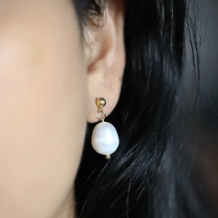 Jewelvers Earrings 14K Gold Chunky Drop Pearl Earring Large Statement Pearl Dangle Pearl Studs Jewelvers Earrings 14K Gold Chunky Drop Pearl Earring Large Statement Pearl Dangle Pearl Studs