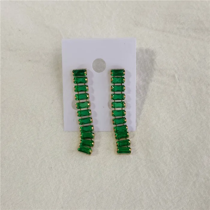 Jewelvers Earrings 18K GoldFilled Baguette Tennis Earrings Jewelvers Earrings 18K GoldFilled Baguette Tennis Earrings