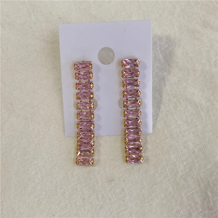 Jewelvers Earrings 18K GoldFilled Baguette Tennis Earrings Jewelvers Earrings 18K GoldFilled Baguette Tennis Earrings