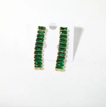 Jewelvers Earrings 18K GoldFilled Baguette Tennis Earrings Jewelvers Earrings 18K GoldFilled Baguette Tennis Earrings