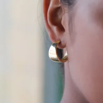 Jewelvers Earrings 18K GoldFilled Wide Huggie Hoops
