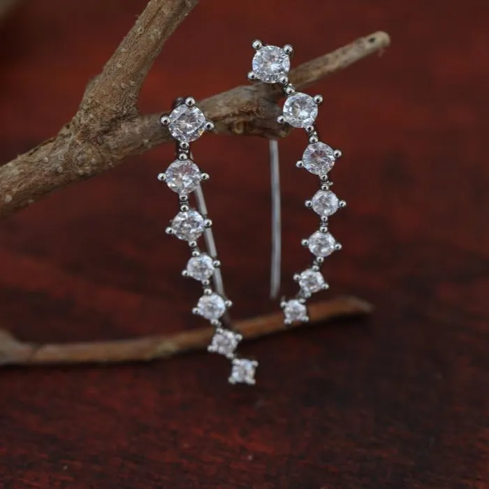 Jewelvers Earrings 925 Sterling Silver Ear Cuffs Cubic Zircon Climber Earrings Jewelvers Earrings 925 Sterling Silver Ear Cuffs Cubic Zircon Climber Earrings