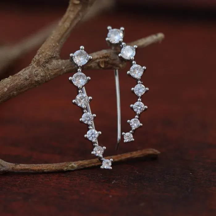 Jewelvers Earrings 925 Sterling Silver Ear Cuffs Cubic Zircon Climber Earrings Jewelvers Earrings 925 Sterling Silver Ear Cuffs Cubic Zircon Climber Earrings
