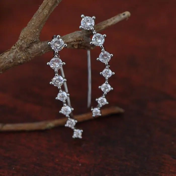 Jewelvers Earrings 925 Sterling Silver Ear Cuffs Cubic Zircon Climber Earrings Jewelvers Earrings 925 Sterling Silver Ear Cuffs Cubic Zircon Climber Earrings