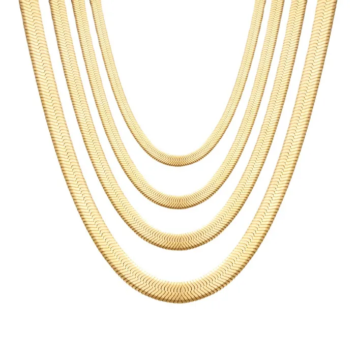 Jewelvers Necklaces 14K GoldFilled Flat Snake Necklace