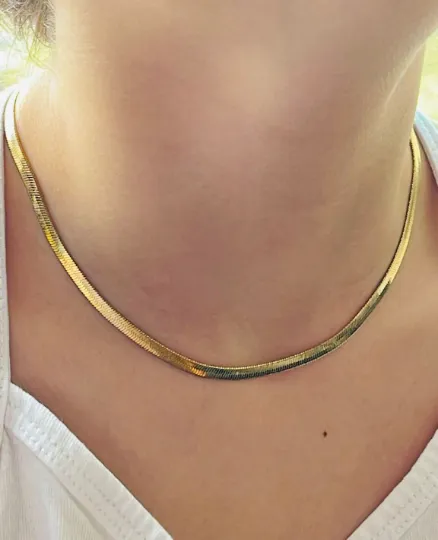 Jewelvers Necklaces 14K GoldFilled Flat Snake Necklace Jewelvers Necklaces 14K GoldFilled Flat Snake Necklace