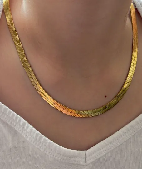 Jewelvers Necklaces 14K GoldFilled Flat Snake Necklace Jewelvers Necklaces 14K GoldFilled Flat Snake Necklace