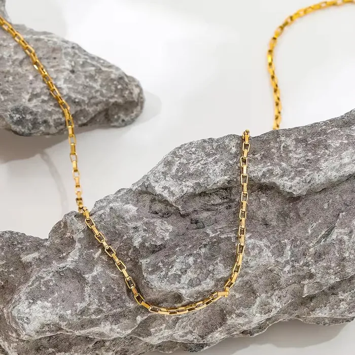 Jewelvers Necklaces 18K GoldFilled Box Chain Necklace Jewelvers Necklaces 18K GoldFilled Box Chain Necklace