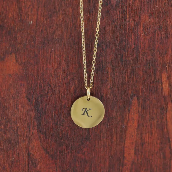 Jewelvers Necklaces 18K GoldFilled Custom Necklace Personalized Disc Necklace Engraved Initial Necklace
