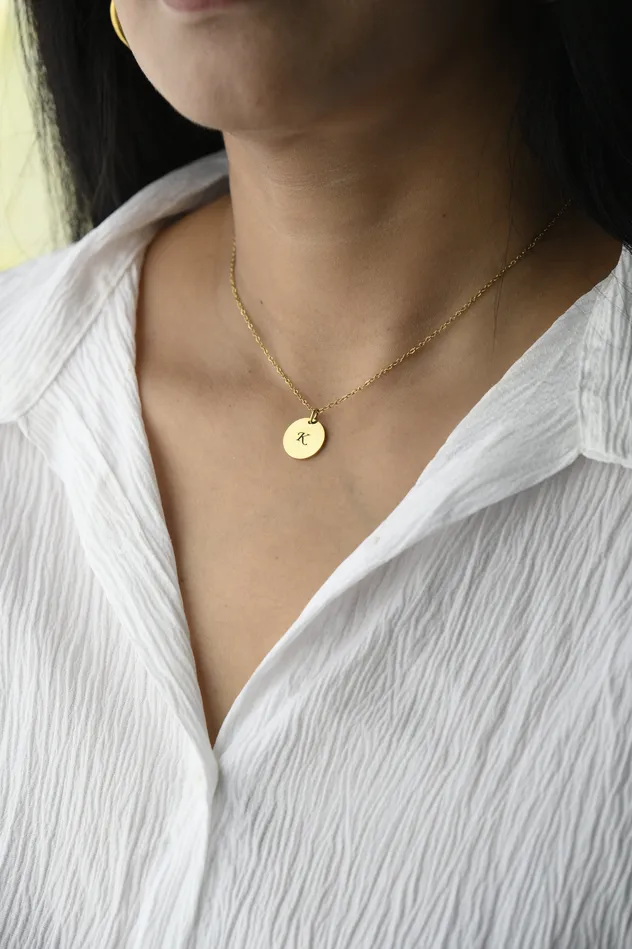 Jewelvers Necklaces 18K GoldFilled Custom Necklace Personalized Disc Necklace Engraved Initial Necklace