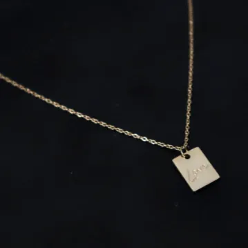 Jewelvers Necklaces 18K GoldFilled Rectangle Love Pendant Necklace Jewelvers Necklaces 18K GoldFilled Rectangle Love Pendant Necklace