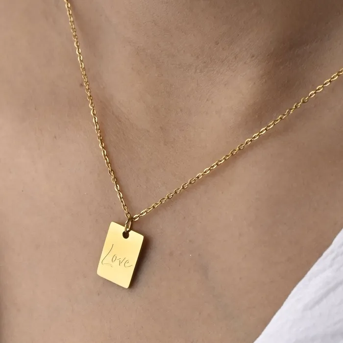 Jewelvers Necklaces 18K GoldFilled Rectangle Love Pendant Necklace Jewelvers Necklaces 18K GoldFilled Rectangle Love Pendant Necklace