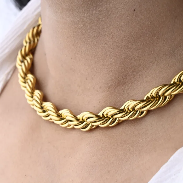Jewelvers Necklaces 18K GoldFilled Thick Rope Chain Necklace
